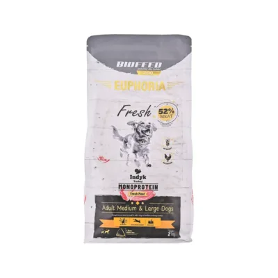 BIOFEED Euphoria Fresh 2 kg kalkuni monoproteiin kuivtoit keskmistele ja suurtele täiskasvanud koertele