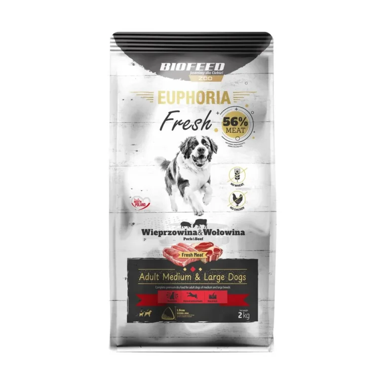 BIOFEED Euphoria Fresh 2 kg sealihaga gluteenivaba kuivtoit keskmise ja suure tõu täiskasvanud koertele