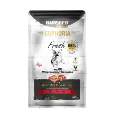 BIOFEED Euphoria Fresh 500 g gluteenivaba kuivtoit sea- ja veiselihaga väikest tõugu täiskasvanud koertele