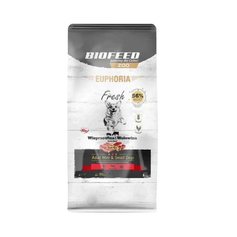 BIOFEED Euphoria Fresh 8 kg gluteenivaba kuivtoit sealiha ja veiselihaga väikestele täiskasvanud koertele