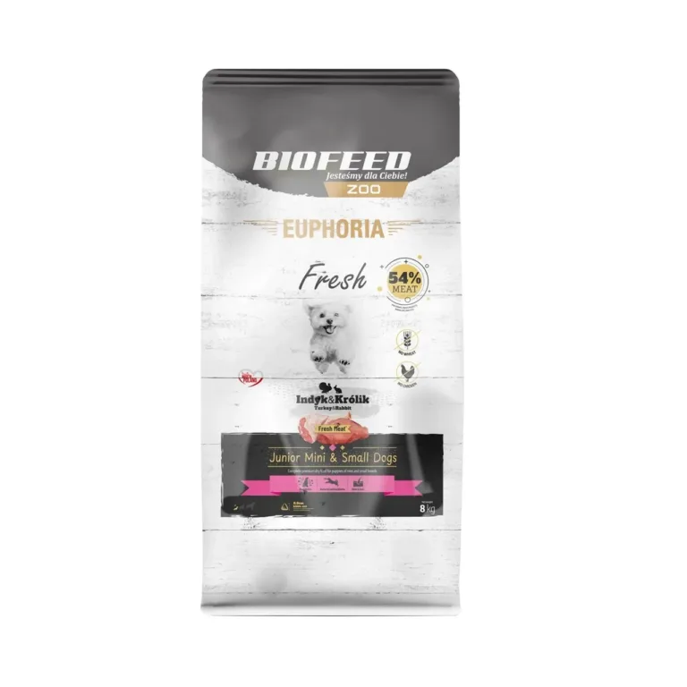 BIOFEED Euphoria Fresh 8 kg kalkuni ja küülikuga gluteenivaba kuivtoit väikest tõugu kutsikatele
