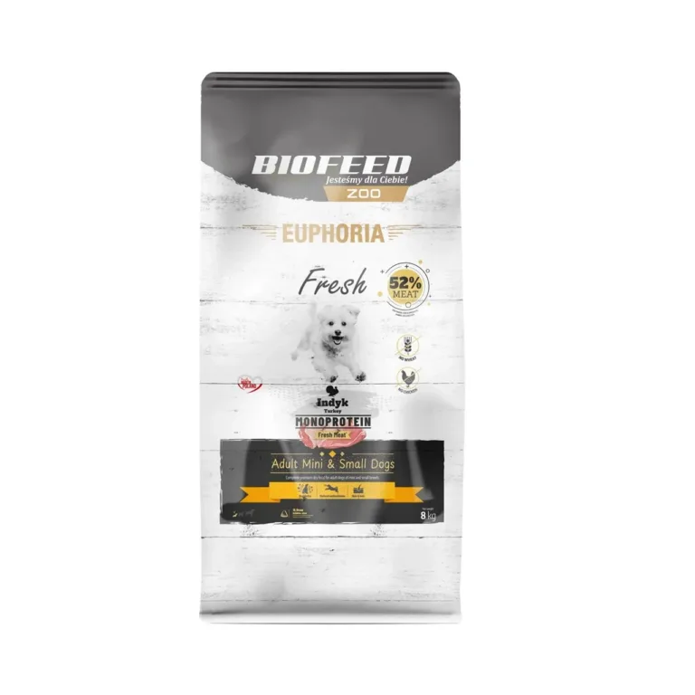 BIOFEED Euphoria Fresh 8 kg kalkuni monoproteiin kuivtoit väikestele täiskasvanud koertele, gluteenivaba