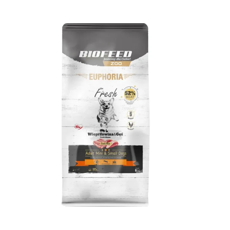 BIOFEED Euphoria Fresh 8 kg kuivtoit sealiha ja hanega gluteenivaba väikestele täiskasvanud koertele