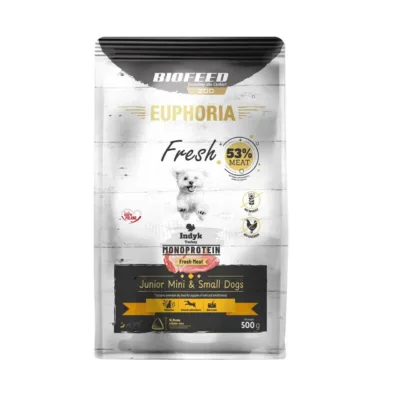 BIOFEED Euphoria Fresh Junior 500 g kalkuni monoproteiin kuivtoit väikest kasvu kutsikatele