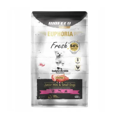 BIOFEED Euphoria Fresh Junior 500g gluteenivaba kuivtoit kalkuni ja küülikuga väikest tõugu kutsikatele