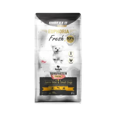 BIOFEED Euphoria Fresh Junior Small 2 kg kalkunimonoproteiin kuivtoit noortele väikest tõugu koertele