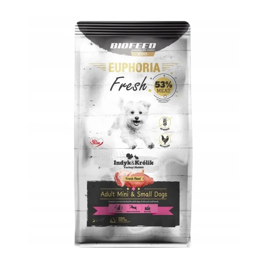 BIOFEED Euphoria Fresh Turkey & Rabbit XS/S 500g gluteenivaba kuivtoit väikestele täiskasvanud koertele