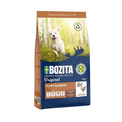 Bozita Original Puppy & Junior Chicken 3 kg gluteenivaba kuivtoit kanaga noortele koertele