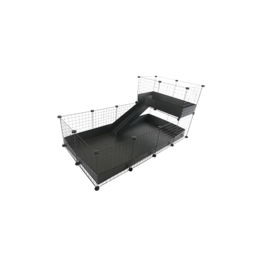 C&C One-Storey 145x75x75 cm must metallist/tehnopolümeerist merisea puur loft-ala ja rambiga
