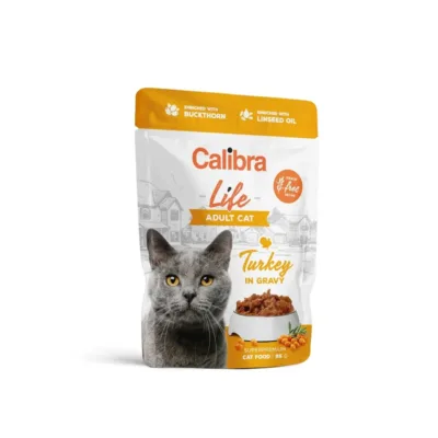 Calibra Life Adult kalkuniga 85 g teraviljavaba täissööt kastmes täiskasvanud kassile
