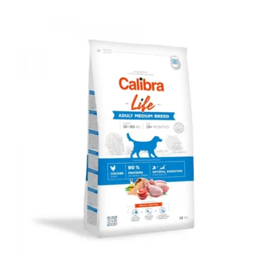Calibra Life Adult Medium 12 kg kanalihaga gluteenivaba kuivtoit keskmise suurusega koertele