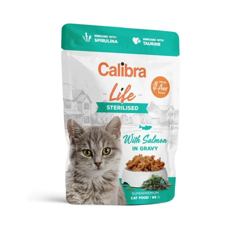 Calibra Life Cat Sterilised 85g lõhemaitseline teraviljavaba täistoit steriliseeritud täiskasvanud kassile, märgtoit kotis