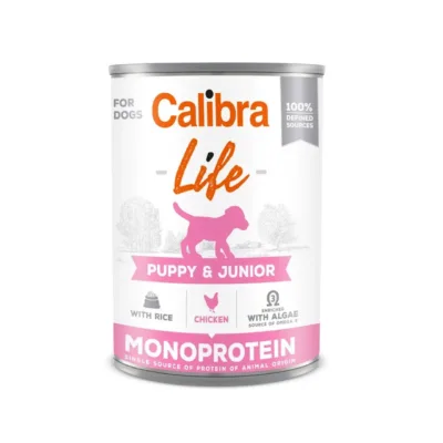 Calibra Life Puppy & Junior kana ja riisiga 400g märgtoit kutsikatele ja noortele koertele