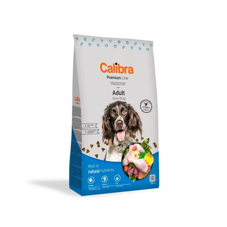 Calibra Premium Line Adult Chicken 12kg kuivtoit kana ja seedimise toetusega täiskasvanud väikest ja keskmist tõugu koertele