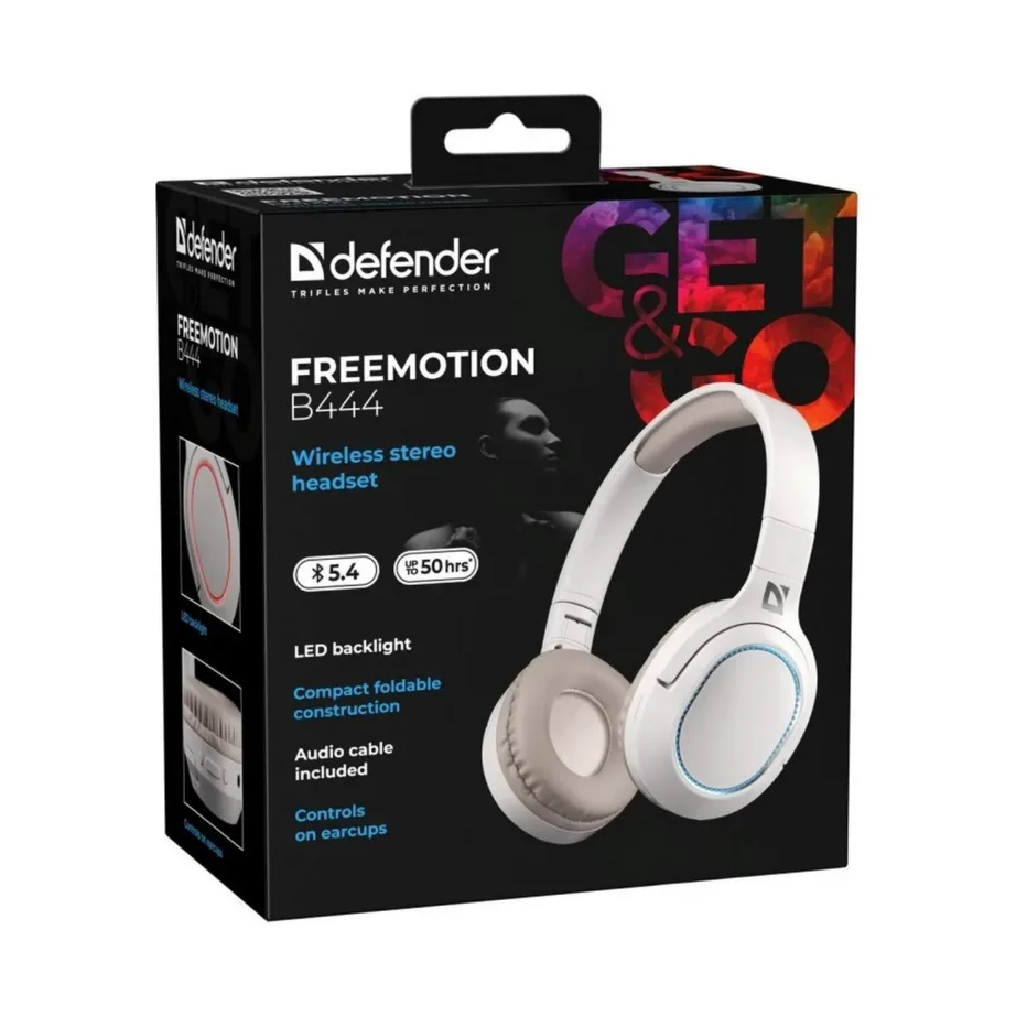 Defender FreeMotion B444 juhtmevabad Bluetooth kõrvaklapid, USB-C, AUX, beež, suletud tüüpi, binauraalne, 20–20 000 Hz – 2