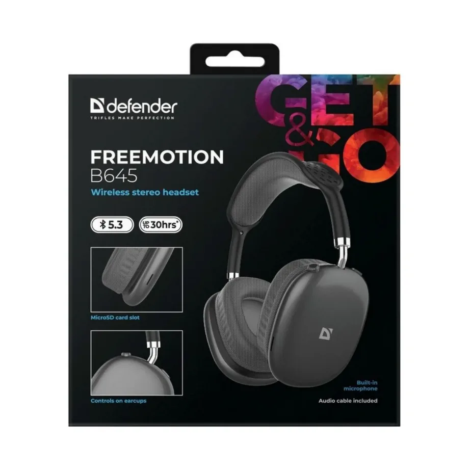 Defender FreeMotion B645 mustad Bluetooth 5.3 USB-C juhtmevabad kõrvaklapid, binauraalsed, suletud tüüpi, universaalseks kasutamiseks – 6