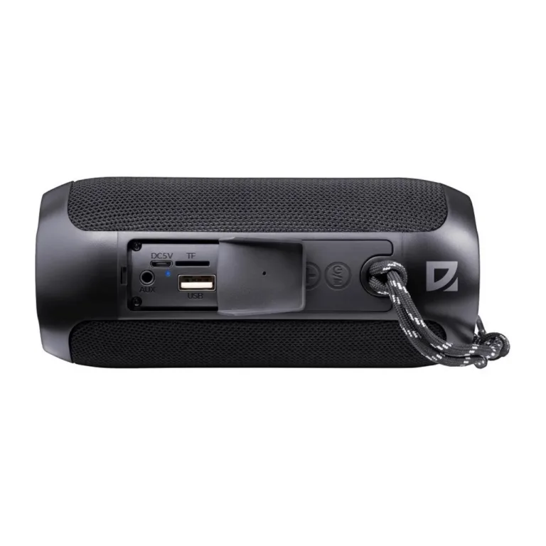 Defender S100 5W must Bluetooth 5.3 kaasaskantav kõlar LED-valgustuse ja sisseehitatud mikrofoniga, 157x72x70 mm, 5-tunnine aku kestus