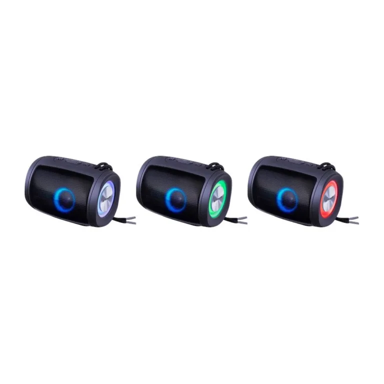 Defender S200 5W must Bluetooth 5.3 LED-valgustusega kaasaskantav kõlar, aku kestab kuni 10 tundi, sisseehitatud mikrofon