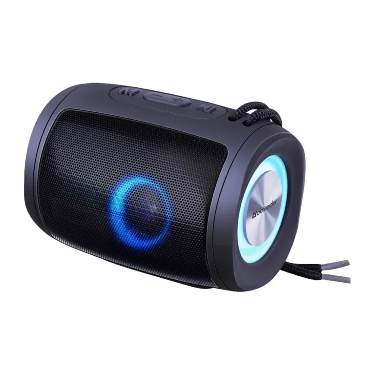 Defender S200 5W must Bluetooth 5.3 LED-valgustusega kaasaskantav kõlar, aku kestab kuni 10 tundi, sisseehitatud mikrofon
