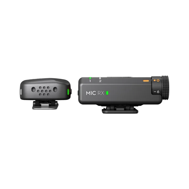 DJI Mic Mini 1 TX/1 RX juhtmevaba mikrofonikomplekt 400 m ulatuse, 3,5 mm väljundi ja kaamerale kinnitatava vastuvõtjaga