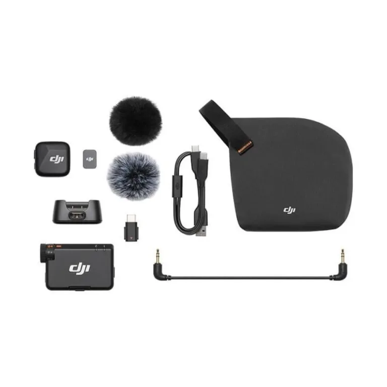 DJI Mic Mini 1 TX/1 RX juhtmevaba mikrofonikomplekt 400 m ulatuse, 3,5 mm väljundi ja kaamerale kinnitatava vastuvõtjaga