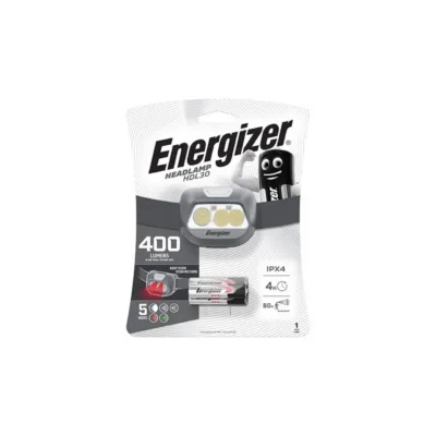 Energizer HDL30 400 lm hall LED-pealamp, 3xAAA, IPX4, 40 h tööaeg, reguleeritav peavõru