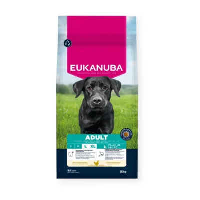 EUKANUBA Adult L/XL 15kg kana kuivtoit suurtele ja hiiglaslikele koertele liigeste ja hammaste toetamiseks
