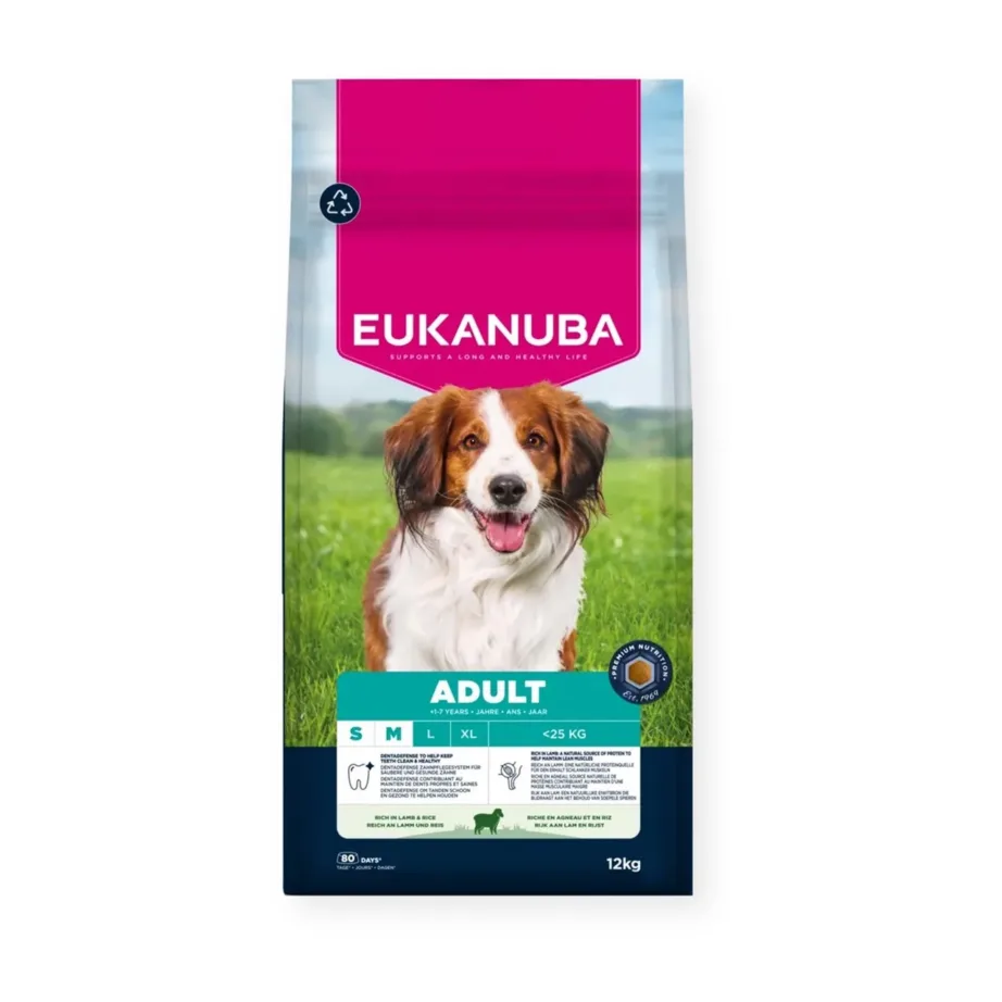 EUKANUBA Adult Lamb & Rice 12 kg kuivtoit väikest ja keskmist tõugu täiskasvanud koertele