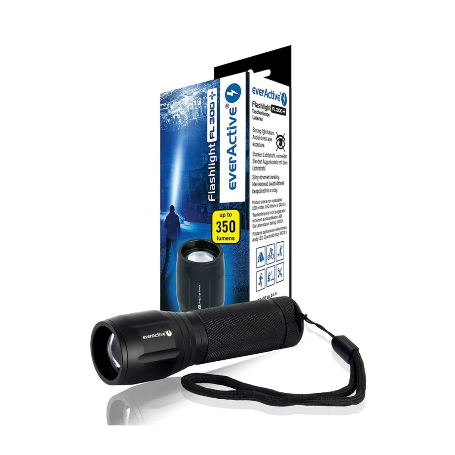 everActive FL-300+ 350 lm punane LED-taskulamp IPX4, alumiinium, 115 mm, 3xAAA – 8