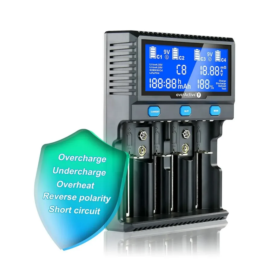 everActive UC-4200 must 4-pesaline AA/AAA akulaadija ekraaniga, 12V, 380 g – 5