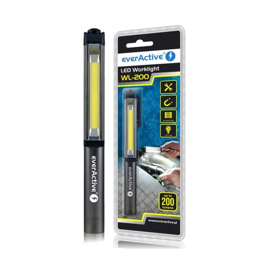 everActive WL-200 3W 200lm punane alumiiniumist taskulamp IPX4, 161,7 mm, AAA patareidega – 5