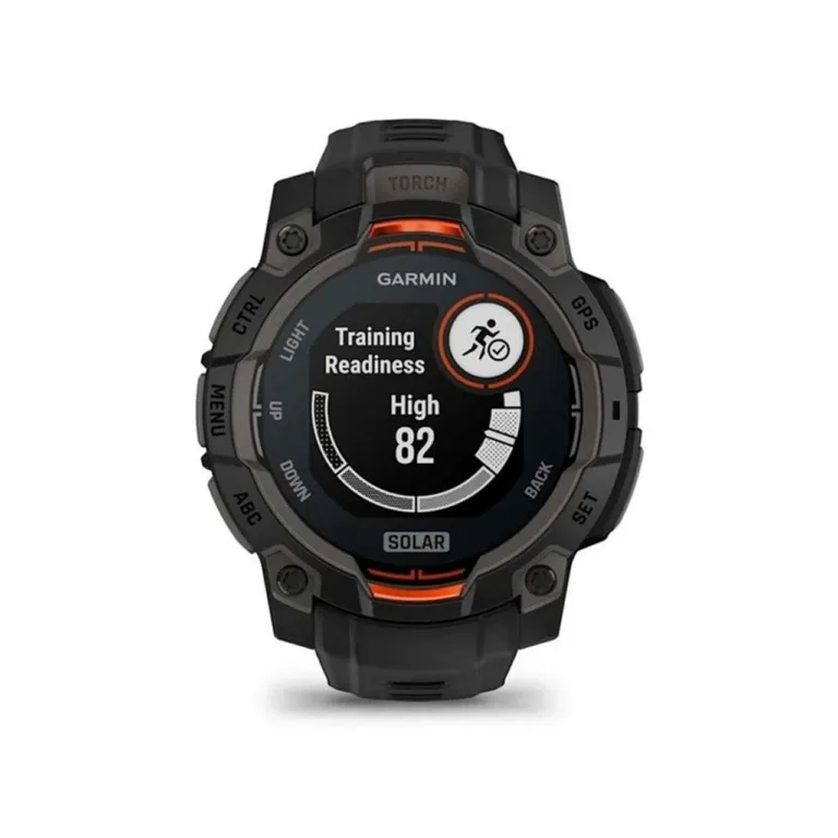 Garmin Instinct 3 Solar 45 mm musta silikoonrihmaga vastupidav GPS-nutikell, 10 ATM veekindlus, 672 h aku, pulsi- ja aktiivsusmonitor, iOS/Android