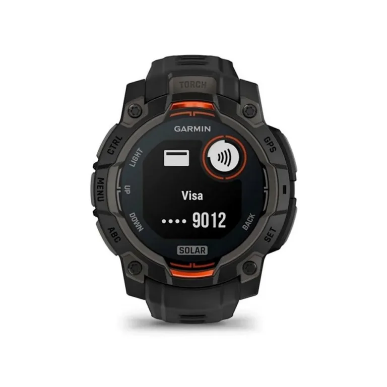 Garmin Instinct 3 Solar 45 mm musta silikoonrihmaga vastupidav GPS-nutikell, 10 ATM veekindlus, 672 h aku, pulsi- ja aktiivsusmonitor, iOS/Android