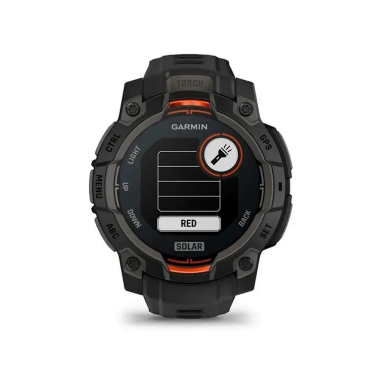 Garmin Instinct 3 Solar 45 mm musta silikoonrihmaga vastupidav GPS-nutikell, 10 ATM veekindlus, 672 h aku, pulsi- ja aktiivsusmonitor, iOS/Android