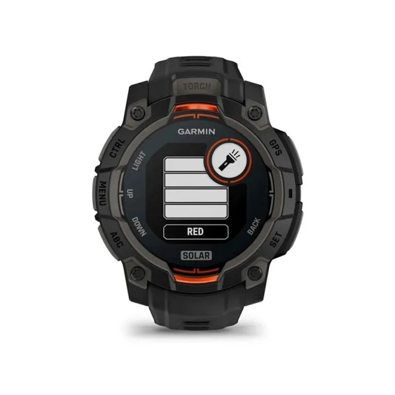 Garmin Instinct 3 Solar 45 mm musta silikoonrihmaga vastupidav GPS-nutikell, 10 ATM veekindlus, 672 h aku, pulsi- ja aktiivsusmonitor, iOS/Android
