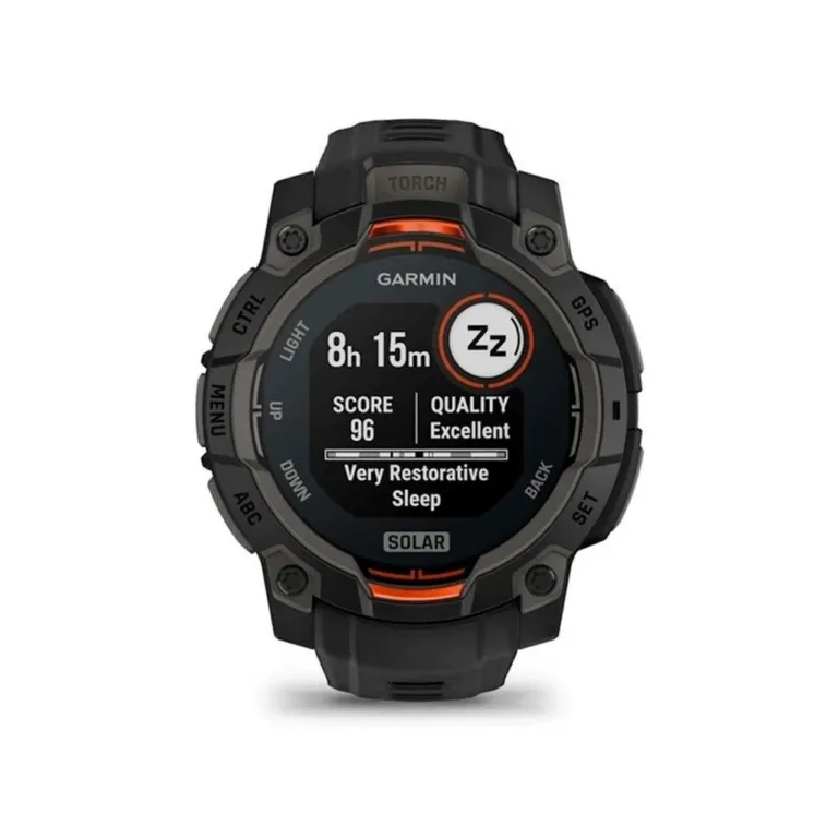 Garmin Instinct 3 Solar 45 mm musta silikoonrihmaga vastupidav GPS-nutikell, 10 ATM veekindlus, 672 h aku, pulsi- ja aktiivsusmonitor, iOS/Android