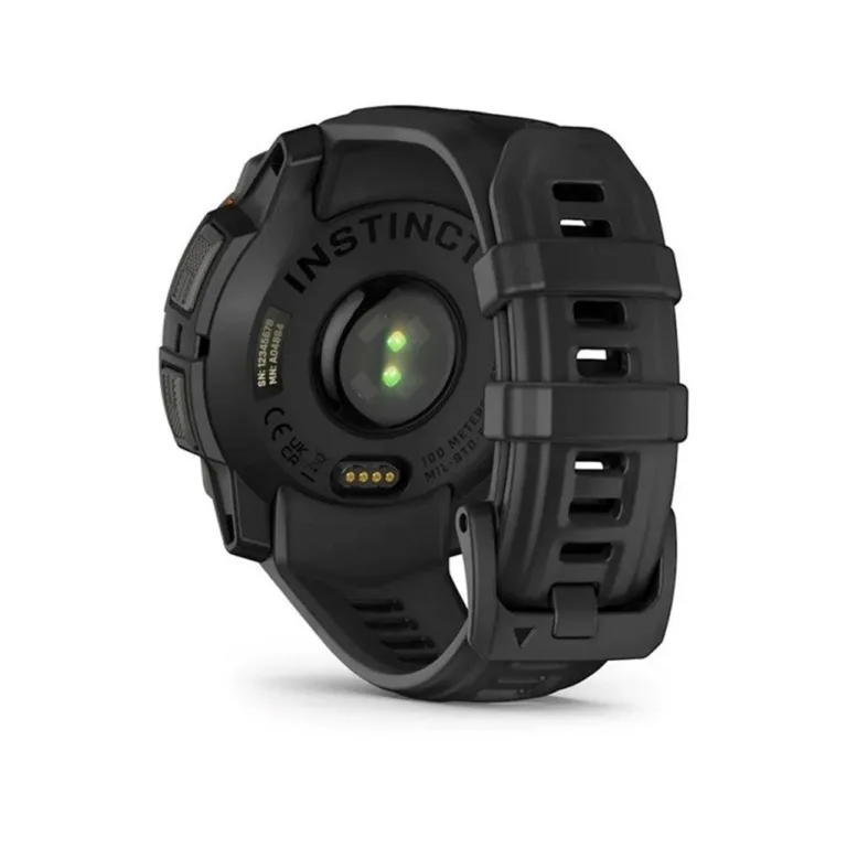 Garmin Instinct 3 Solar 45 mm musta silikoonrihmaga vastupidav GPS-nutikell, 10 ATM veekindlus, 672 h aku, pulsi- ja aktiivsusmonitor, iOS/Android