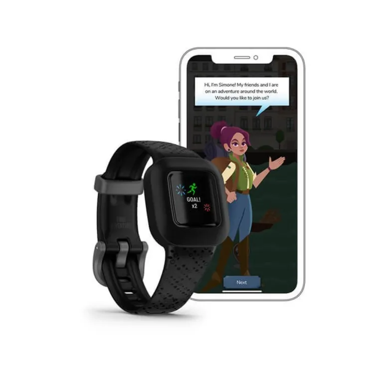 Garmin Vivofit Jr. 3 1,4 cm värviline laste aktiivsusmonitor musta silikoonrihmaga, veekindel, 365-päevase akuga, Bluetoothi tugi, mudel 010-02441-03
