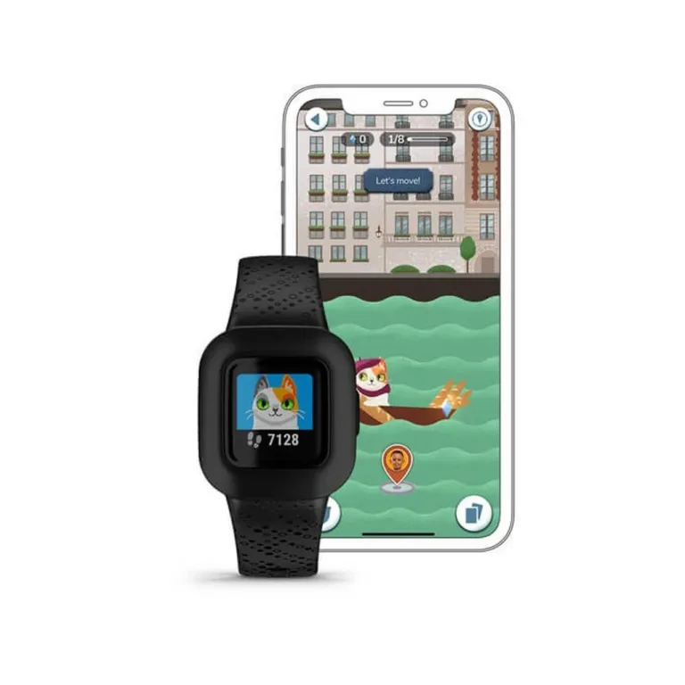 Garmin Vivofit Jr. 3 1,4 cm värviline laste aktiivsusmonitor musta silikoonrihmaga, veekindel, 365-päevase akuga, Bluetoothi tugi, mudel 010-02441-03
