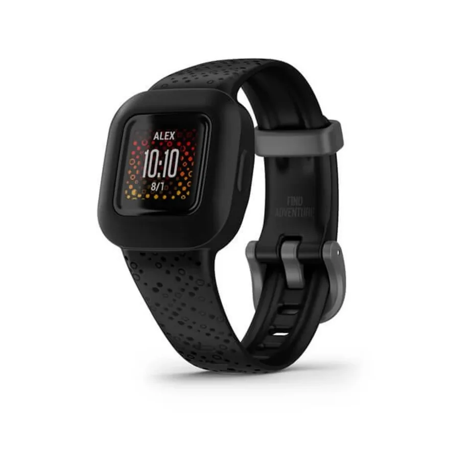 Garmin Vivofit Jr. 3 1,4 cm värviline laste aktiivsusmonitor musta silikoonrihmaga, veekindel, 365-päevase akuga, Bluetoothi tugi, mudel 010-02441-03
