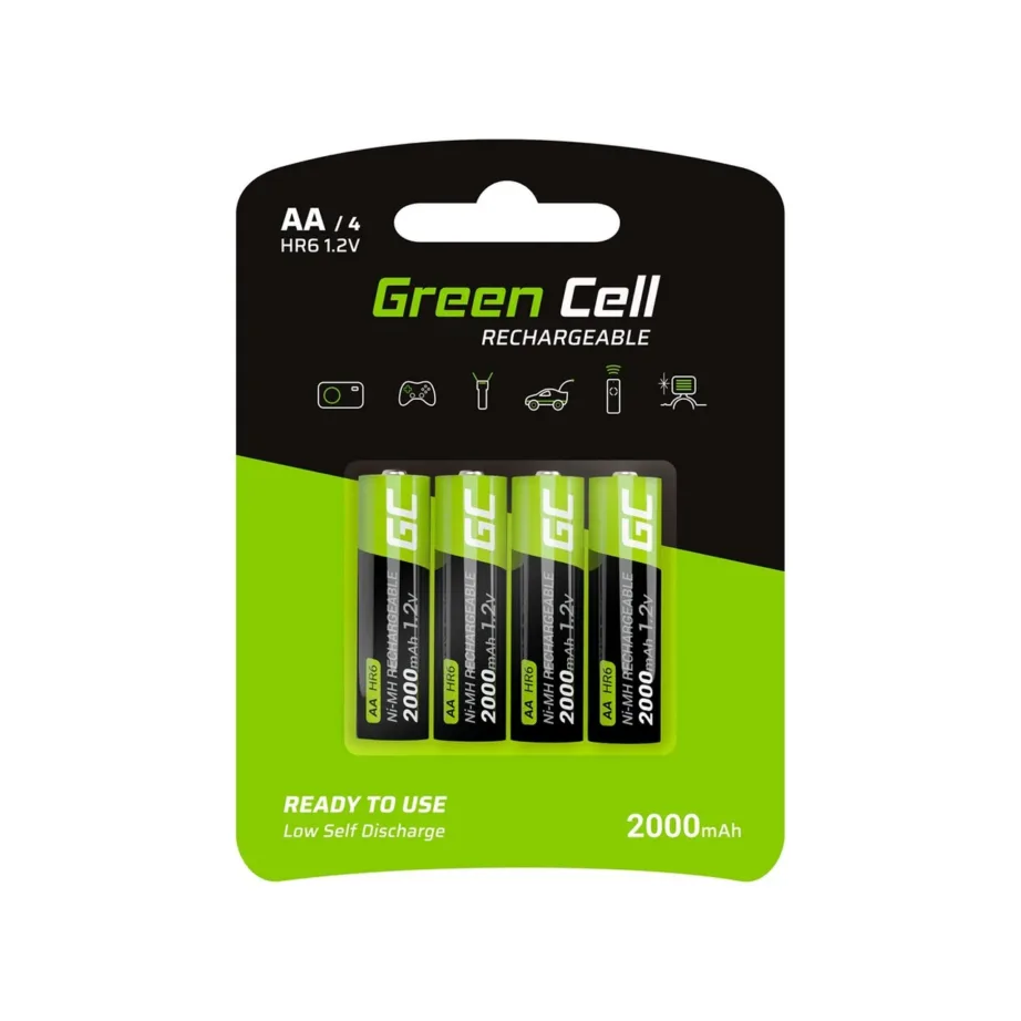 Green Cell GR02 2000mAh AA NiMH laetavad akud 1,2V, 2 tk blisterpakendis