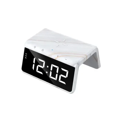 Havit W320 15W marmormustriga 6-ühes juhtmevaba laadimisjaam LED-ekraani, äratuskella ja RGB-taustavalgustusega, 145x116x73 mm