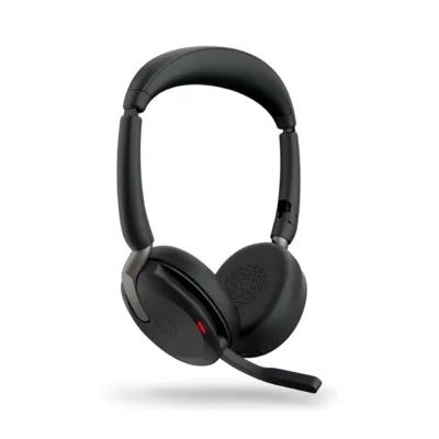 Jabra Evolve2 65 Flex 26699-989-999 must juhtmevaba kokkupandav binauraalne kontoripeakomplekt USB-A/USB-C, Bluetooth 5.2, ANC, 32 tundi aku, Link 380a vastuvõtjaga
