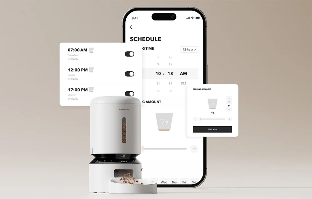 Toitmise ajad ja portsjonid seadistatavad nutirakendusest üle Wi‑Fi