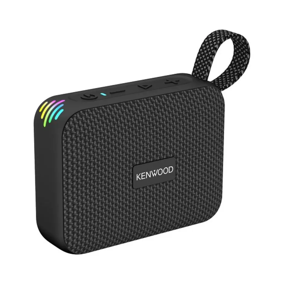 Kenwood AS-60BTB 5W must kaasaskantav peokõlar LED-valgustuse ja Bluetooth 6.0-ga, 900 mAh aku, veekindel, USB-C laadimine, microSD tugi – 6