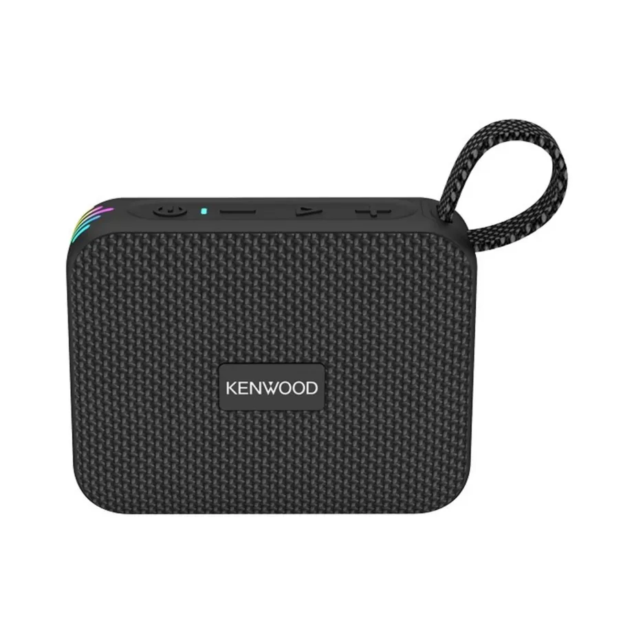 Kenwood AS-60BTB 5W must kaasaskantav peokõlar LED-valgustuse ja Bluetooth 6.0-ga, 900 mAh aku, veekindel, USB-C laadimine, microSD tugi