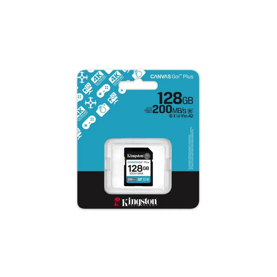 Kingston Canvas Go! Plus SDG4/128GB 128GB SDXC UHS-I U3 V30 200MB/s mälukaart, must – 2