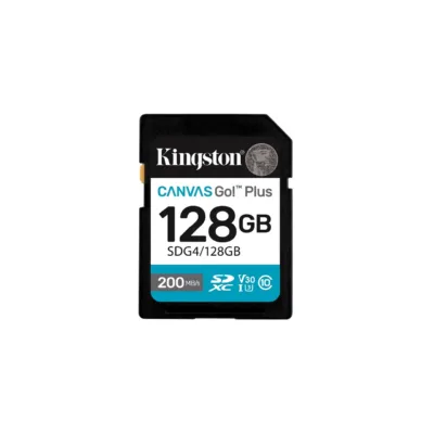 Kingston Canvas Go! Plus SDG4/128GB 128GB SDXC UHS-I U3 V30 200MB/s mälukaart, must