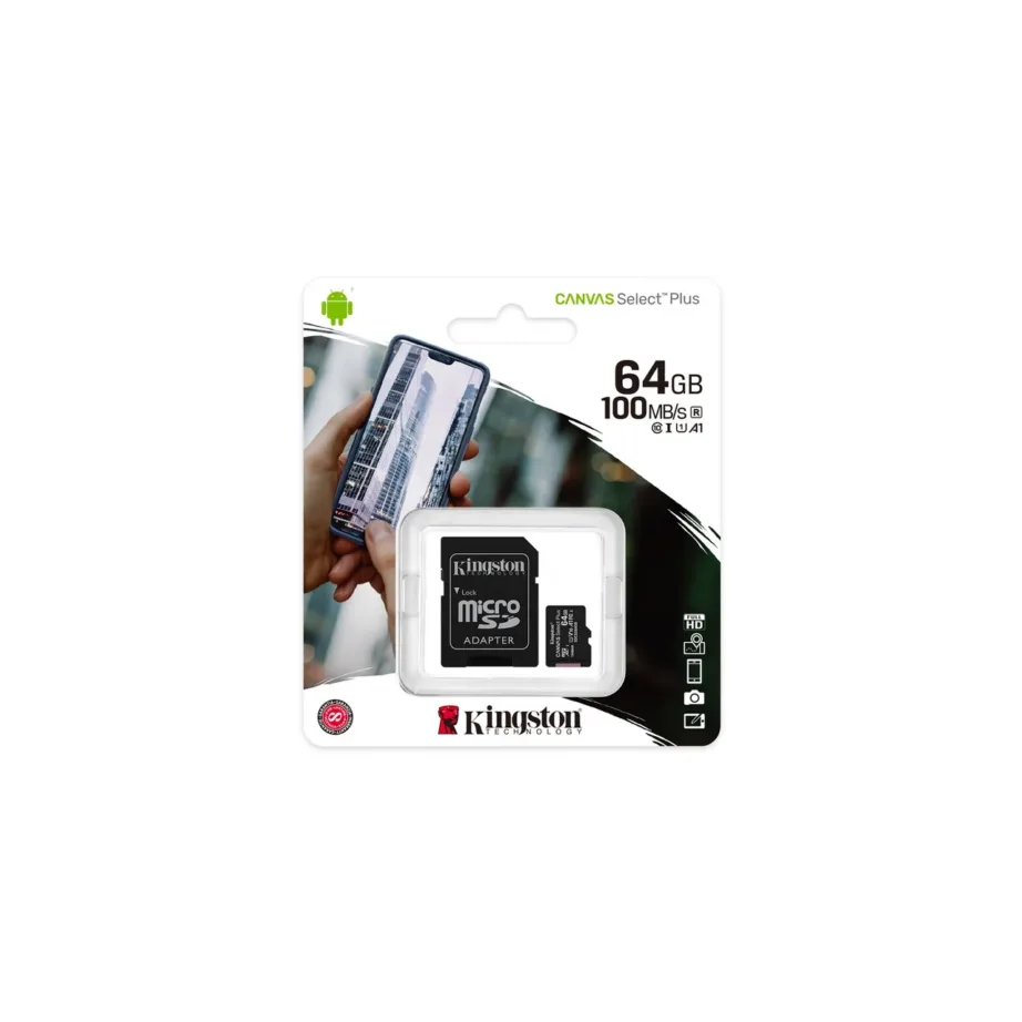 Kingston Canvas Select Plus SDCS2/64GB 64GB microSDXC UHS-I A1 V10 mälukaart 100MB/s SD-adapteriga Android-seadmetele – 5