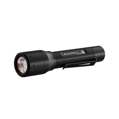 Ledlenser P5 200 lm must alumiiniumist LED-taskulamp klambriga, IP54, 1xAA, 119 mm